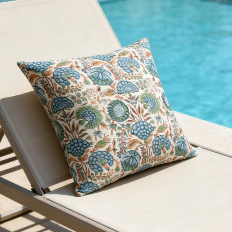 housses coussin décoratif motif floral stylisé bohème tropical imperméable polyester 45x45cm voiture maison commercial