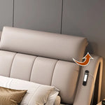 lit double rangement intégré tête lit capitonnée moderne luxueux cuir texturé