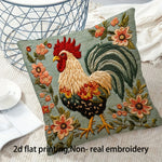 housse coussin floral coq relief rustique champêtre lit amovible lavable polyester coton motifs fleurs