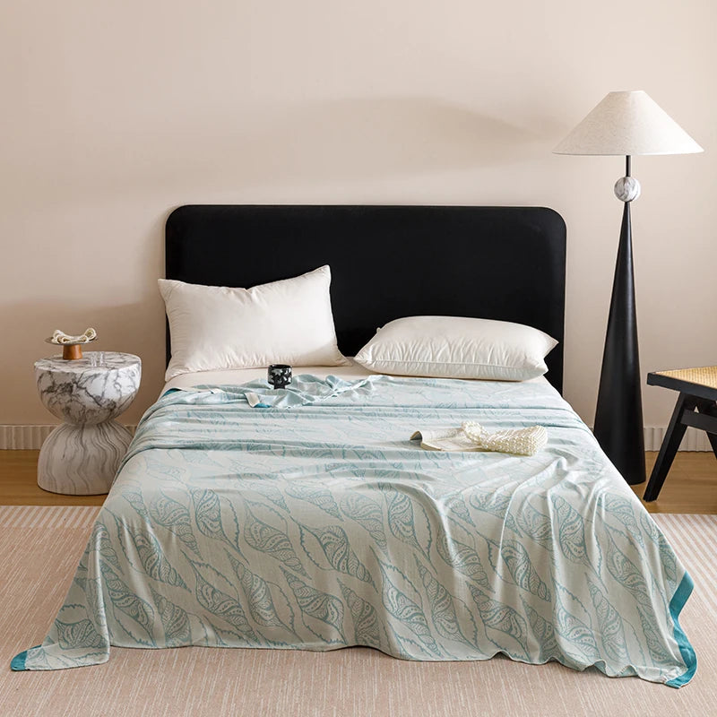 couverture fibre bambou motif floral deux oreillers canapé lit maison
