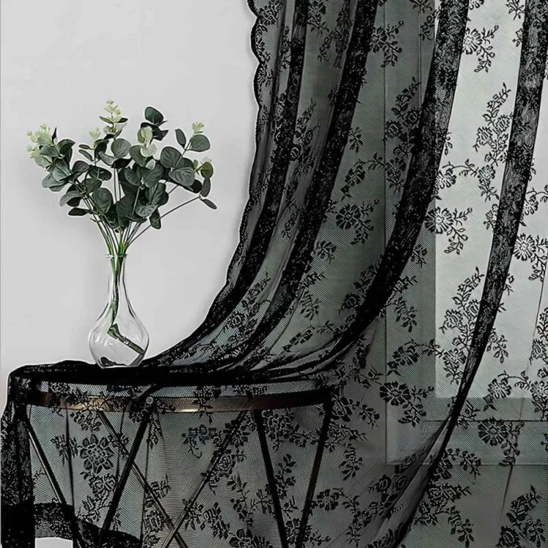 rideau polyester fleurs dentelle transparent classique fenetre plate couleur blanc
