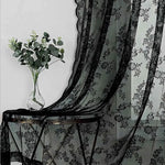 rideau polyester fleurs dentelle transparent classique fenetre plate couleur blanc
