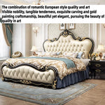 lit double bois classique beige doré tête lit tuftée chambre