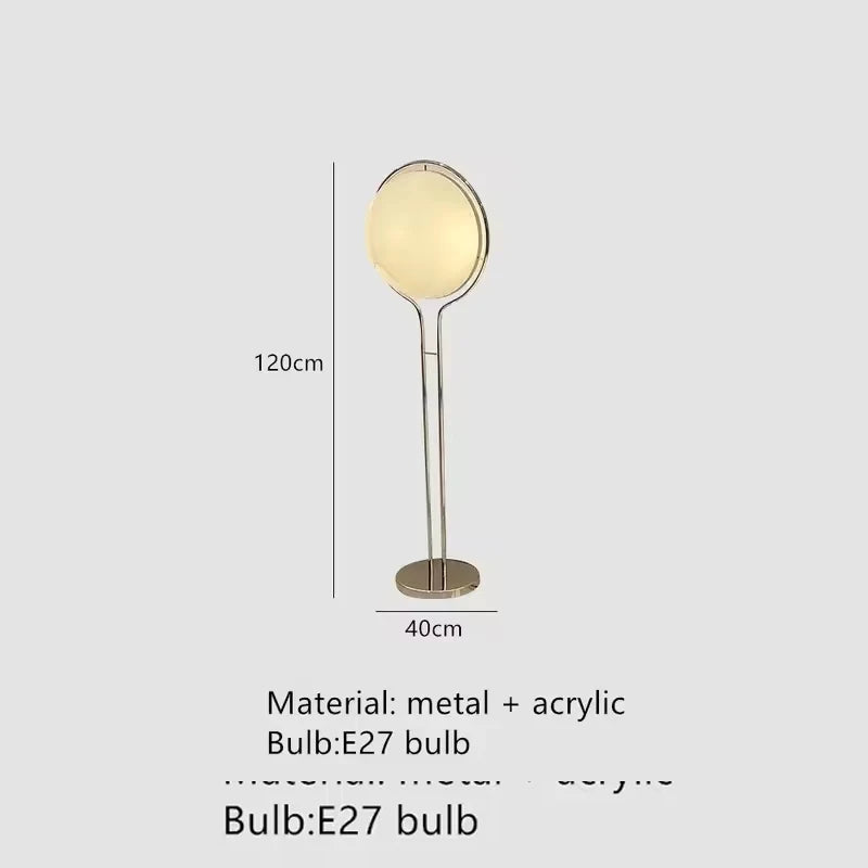 lampe sol moderne blanc chrome sphères translucides pied circulaire base circulaire