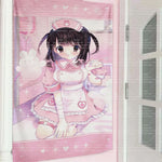 rideau porte anime fille oreilles chat motifs cœurs médicaux rose blanc violet noir