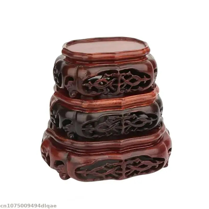 support bois sculpté plateau théière bols bonsai céramique décor asiatique traditionnel stand display