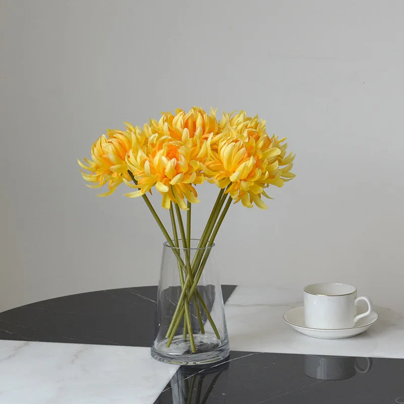 fleurs artificielles chrysanthèmes soie rouge rose bleu blanc jaune décoration intérieure mariage anniversaire minimaliste