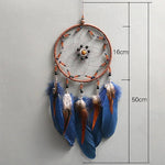 guirlande décorative attrape rêves bohème ethnique plumes tissage dentelle franges bois clair marron orange