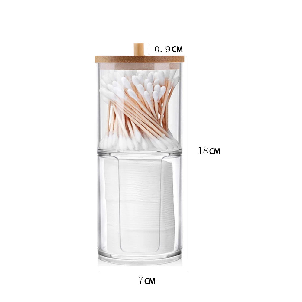 boîtes rangement transparentes couvercle bois boîte coton tige lingettes cosmétiques multifonctionnelle rechargeable moderne minimaliste