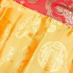 rideau décoration bouddhiste brocart motifs floraux traditionnel couleur jaune bleu rouge or