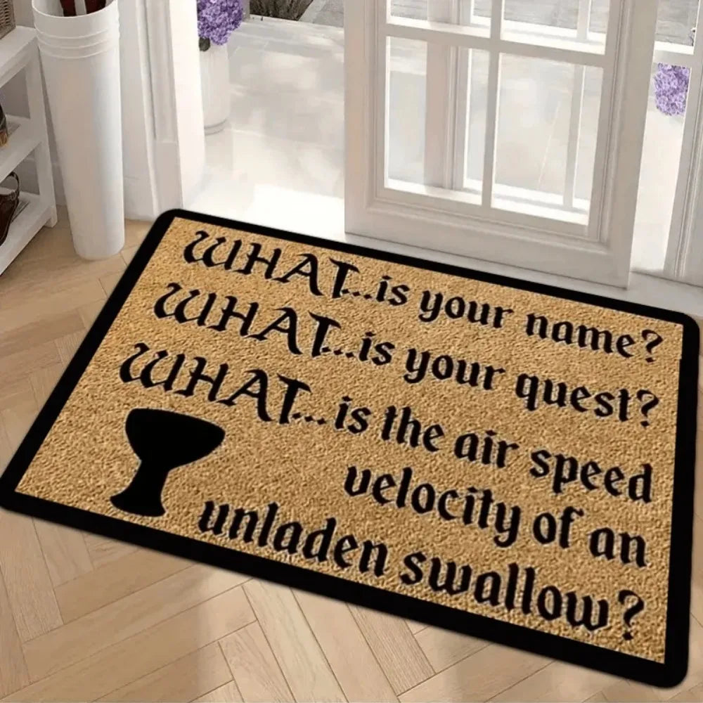 tapis d'entrée marron clair noir texte imprimé coquillage antidérapant moderne salon chambre coucher