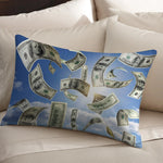 housse coussin motif dollar moderne vert blanc bleu imprimé polyester coton fixation lit décoration