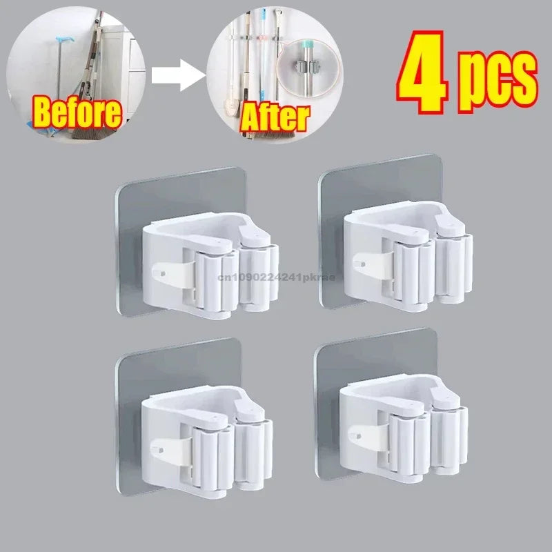 rangements adhésifs clips balai aspirateur moderne transparent blanc gris multifonctionnels