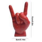 statue main rock on résine noir rouge blanc vert violet base carrée décoration intérieure