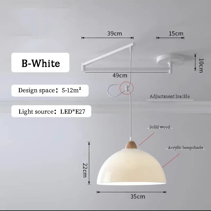 lampe suspendue moderne blanc noir flux lumineux led interrupteur bouton decoration chambre coucher
