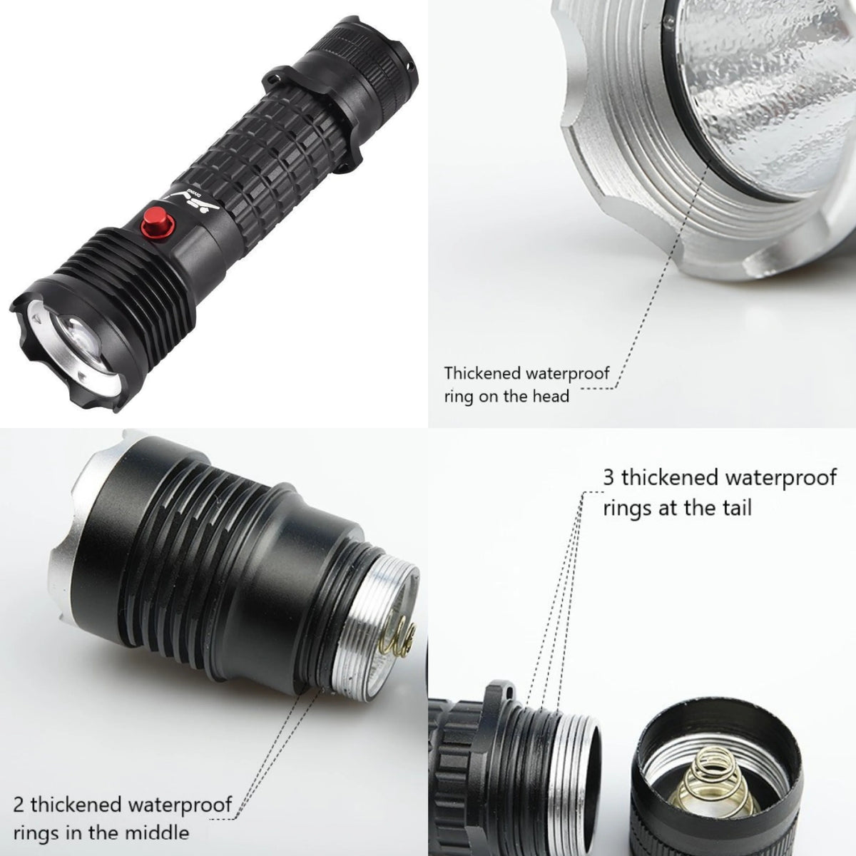 torche lampe poche plongée plombeuse 9900 lumens led noire texturée résistante rechargeable