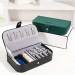 boîte bijoux simili cuir noir vert moderne organisation bijoux colliers bagues boucles doreilles cadeau