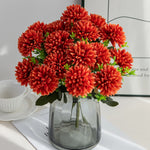 décoration intérieure bouquet fleurs artificielles gerbera modernes pompons couleur rouge blanc jaune minimaliste