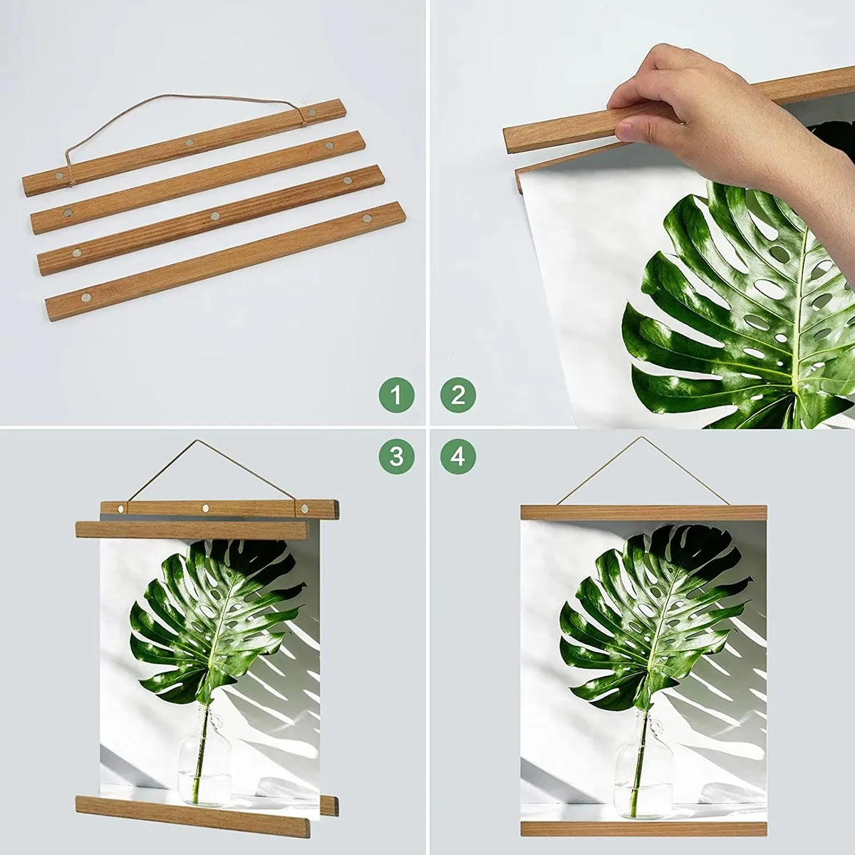 cadre magnétique affiche bois teck pine minimaliste moderne abstrait toile impression 21cm 30cm 40cm
