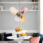 Suspension lumineuse moderne blanc rose doré rond translucide ampoules filament