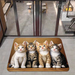 tapis dessin animé chatons marron blanc moderne résistant intérieur extérieur 60x90cm