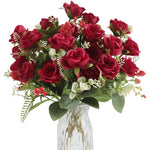 bouquet roses artificielles 30cm soie blanc rose rouge naturel decoration maison vase fleurs intérieur