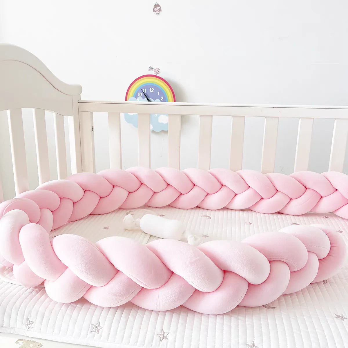 coussin lit bébé blanc rose gris moderne doux peluche polyester 1ans