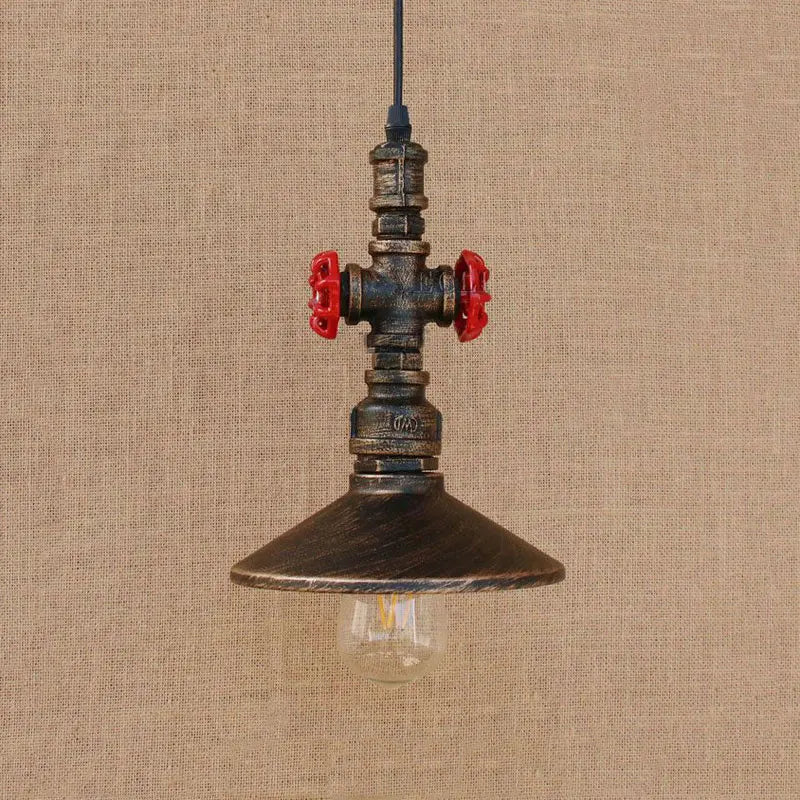 lampe suspendue industrielle vintage métal vieilli noir rouge doré câble fixe éclairage chambre salonhôtel