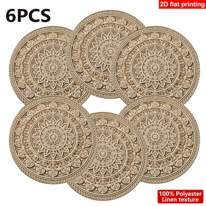 placemats lin motif floral classique beige clair table manger 4pcs 6pcs 9pcs lavables main