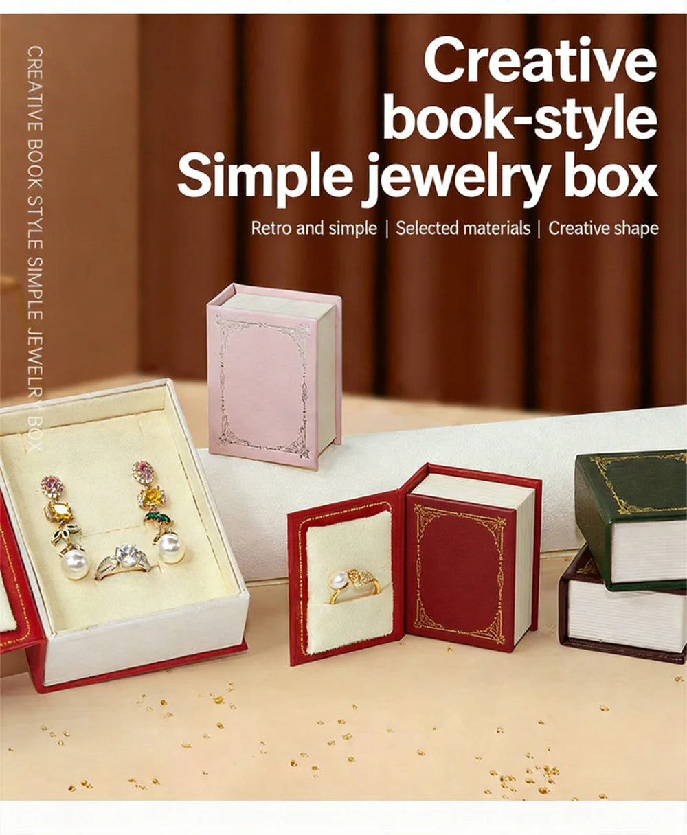 boîte bijoux velours aimantée couleurs rouge rose verte classique rangement bijoux créatif livre