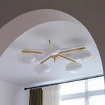 applique murale moderne dorée sphères translucides led touchette interrupteur blanc chambre salon