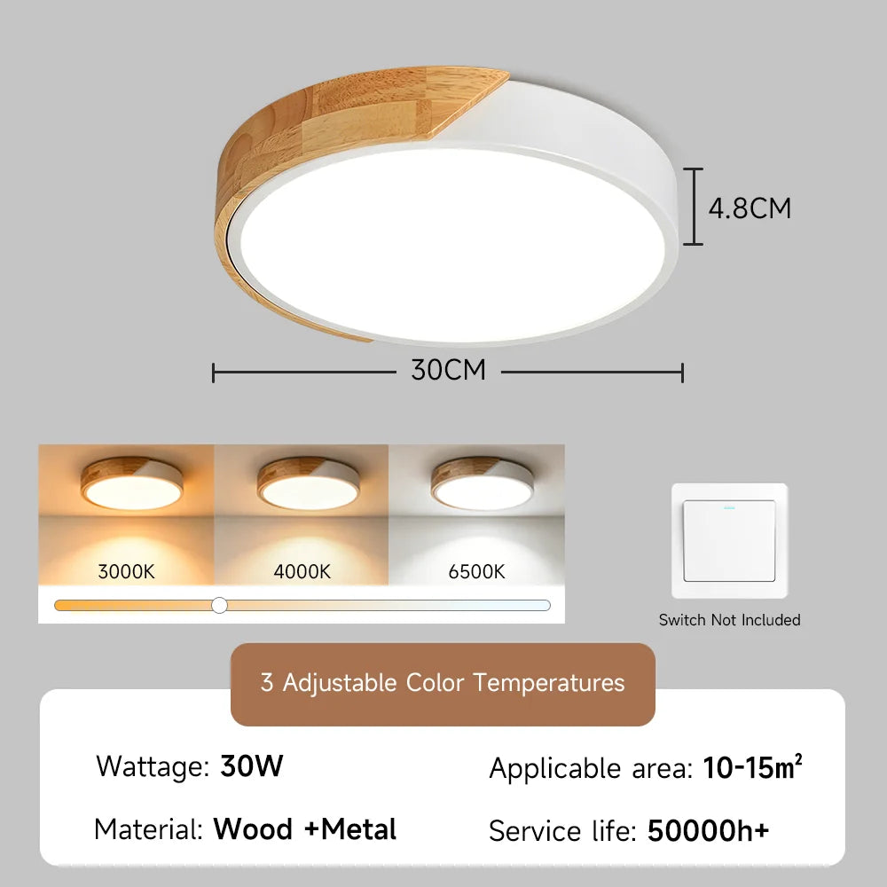 Lampe LED bois moderne télécommande éclairage variable surface opaque minimaliste