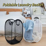 panier linge pliable polyester maille noir moderne poignées renforcées poches