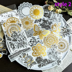 autocollants stickers végétaux fleurs feuilles oiseaux horloges mandalas papillons vintage romantique adhésifs