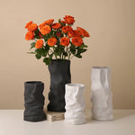 vases texturés modernes céramique blanc orange noir roses intérieur décoration minimaliste