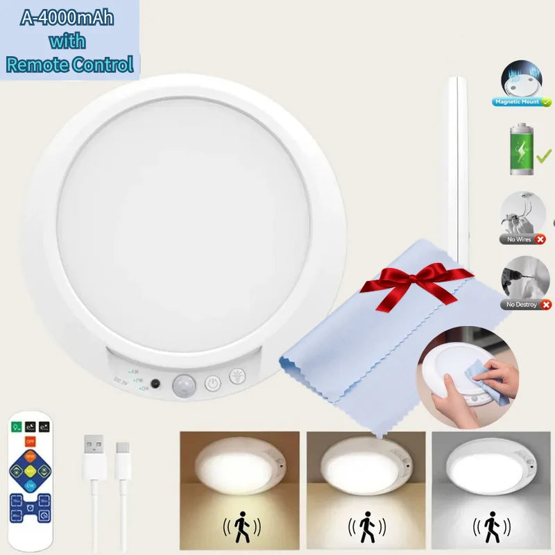 plafonnier led blanc moderne aimanté télécommande charge usb 24w flux luminescent 60249