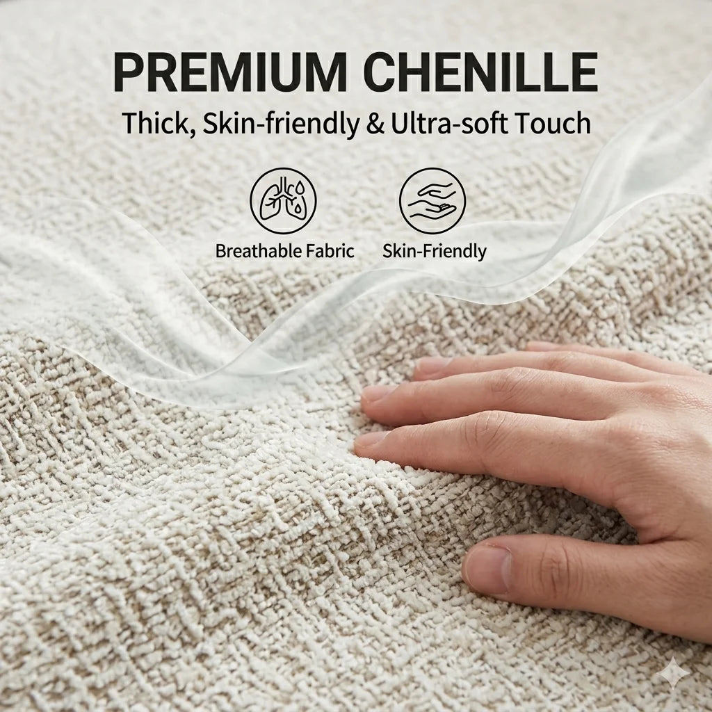 housse fauteuil inclinable extensible chenille beige clair protection canapé moderne lavable