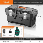 boîte outils noire orange clips multifonctionnelle perceuse batterie sac clé douille première secours lampe