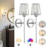 applique murale led or moderne abat jour transparent cristal élégante interrupteur rotatif chambre salon