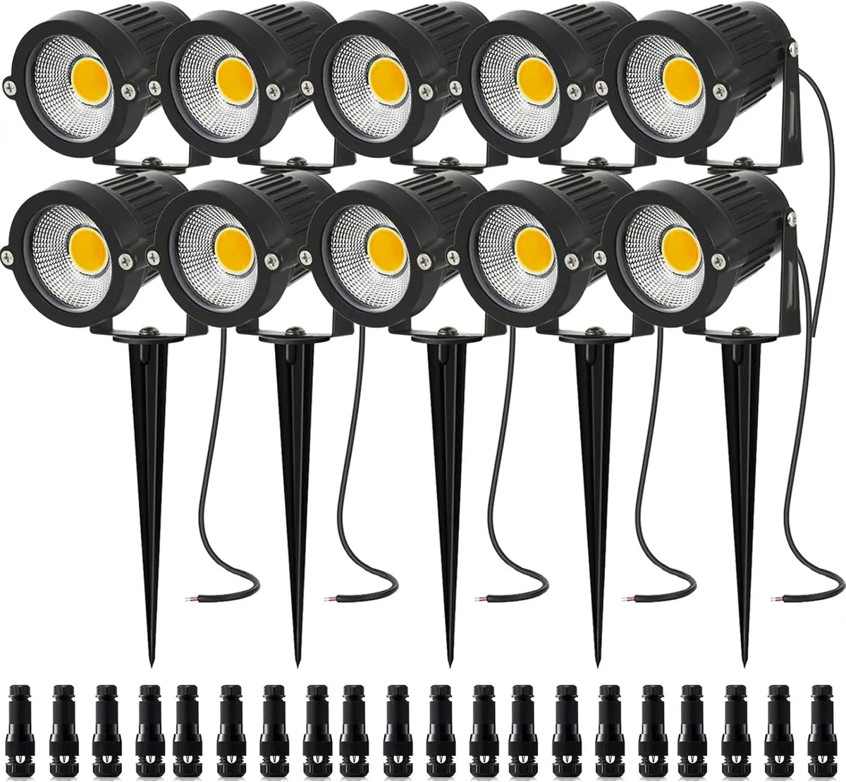 projecteurs led solaires noirs modernes 12v ip65 12pcs piquets transformateur
