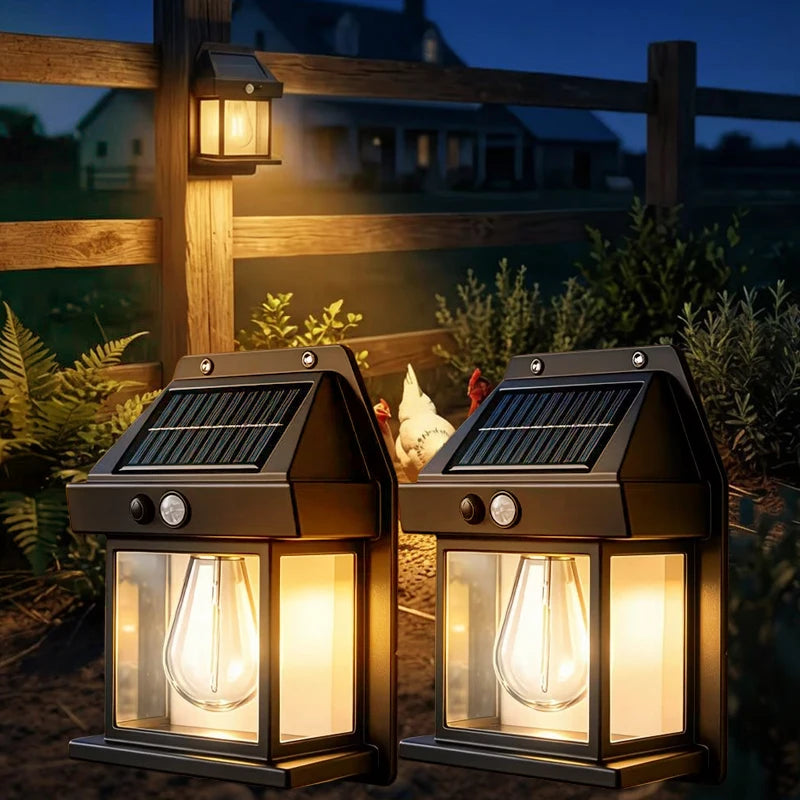 lampes solaires murales noires classiques détecteur mouvement ampoule led vis
