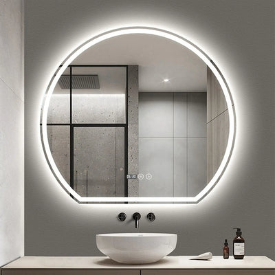 Miroir LED intelligent demi-rond blanc