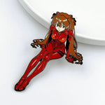 badge anime asuka rouge dessin animé brillant produit fini métal unisexe opacité