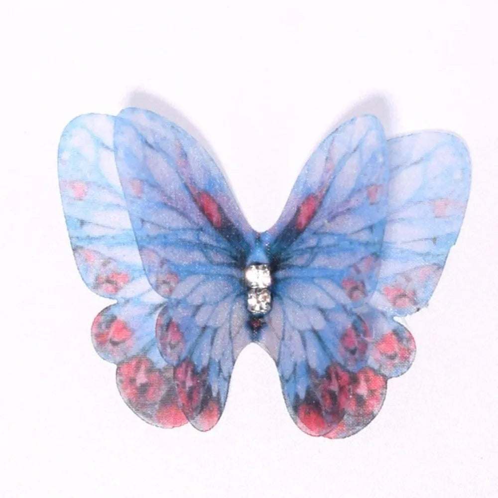 papillons artificiels clips couleur violet bleu vert rose orange imprimés semi transparents pack 50