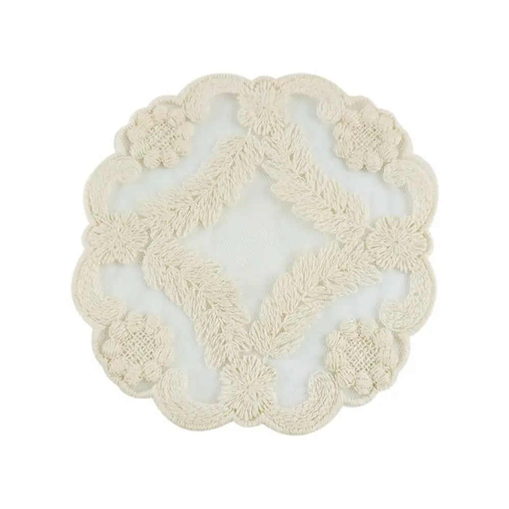serviette table blanche brodée motifs floraux classique anti brûlure tissu opacité vintage
