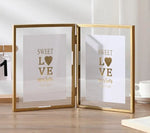 cadre photo or moderne triple charnières transparent texte cœur