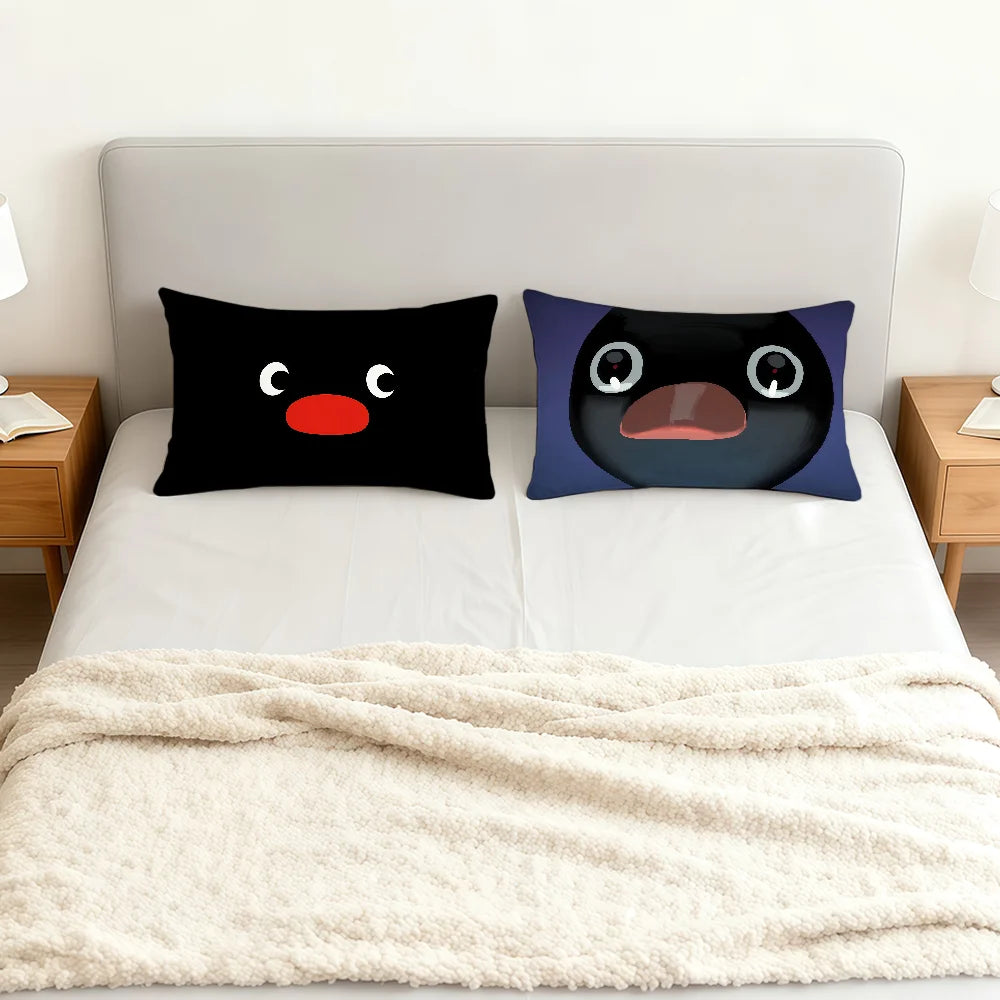 housse coussin pingouin dessin animé double face polyester 30x50cm 40x60cm 48x74cm 50x70cm chambre canapé