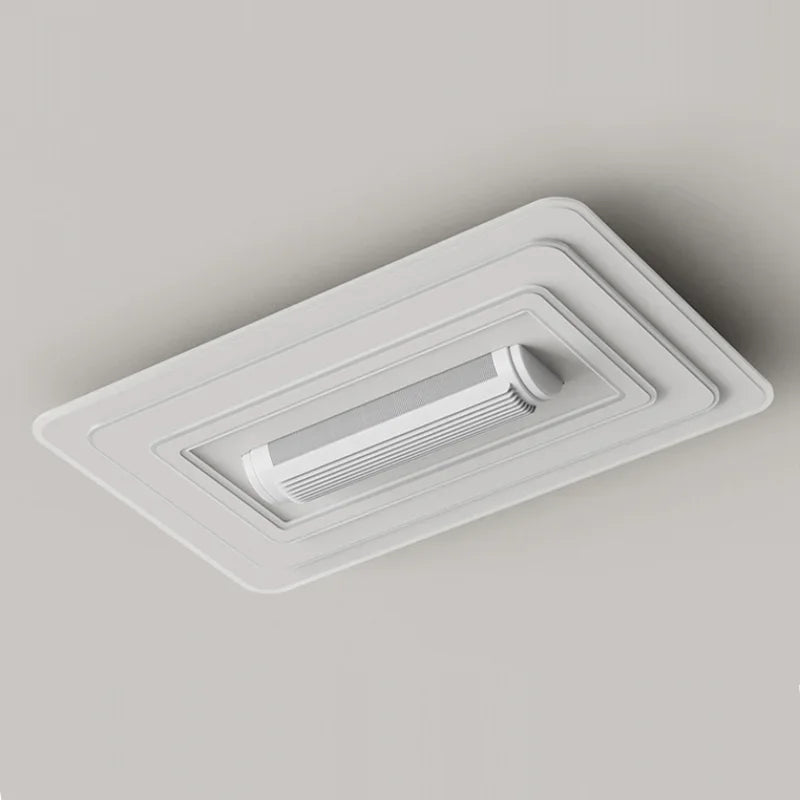 ventilateur luminaire moderne blanc grille ventilation télécommande led minimaliste