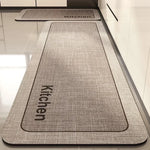 tapis cuisine antidérapant polyester moderne gris bordure noire 40x60cm 50x80cm