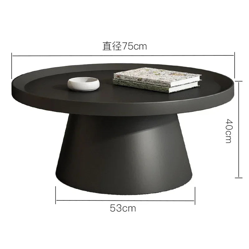 table basse moderne minimaliste ronde fer noir blanc salon maison